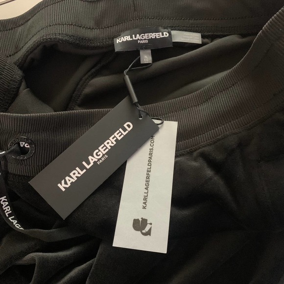 KARL LAGERFELD Black Velour Side Logo Jogger‎ Track Pants - NWT - Picture 13 of 16